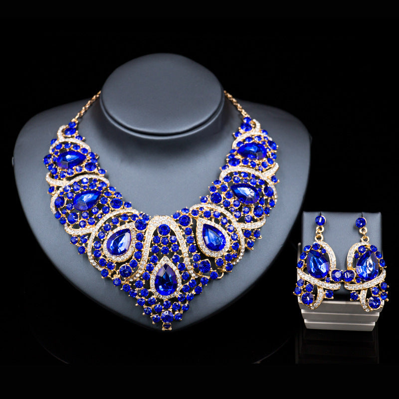 Fast selling explosion, Europe and America, colorful exaggerated bride necklace set