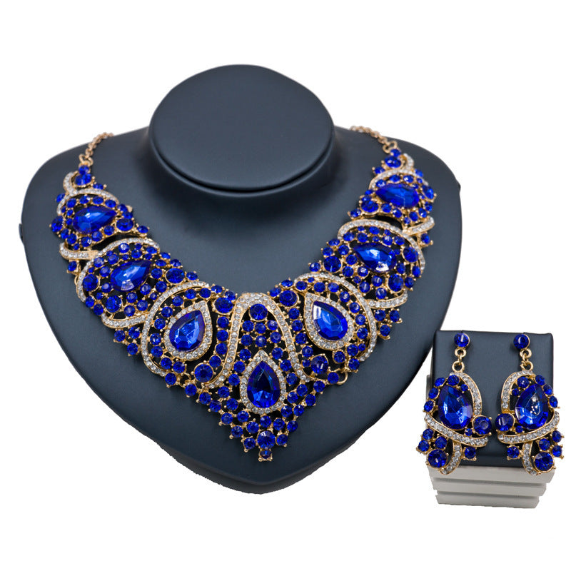 Fast selling explosion, Europe and America, colorful exaggerated bride necklace set