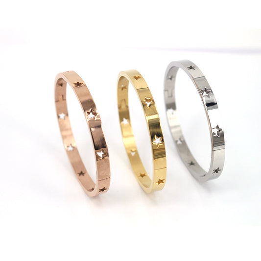 Simple Stainless Steel Hollow Bracelet