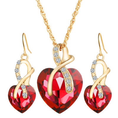 Heart-shaped faux austrian crystal zircon jewelry set