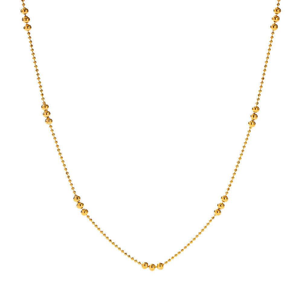 High-grade 18K Gold Stainless Steel Design Versatile Ball Bead Chain Necklace