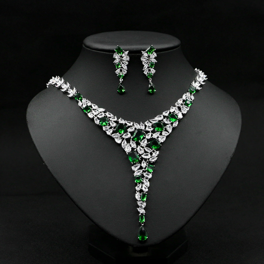 Colorful Zircon Necklace Wedding Set