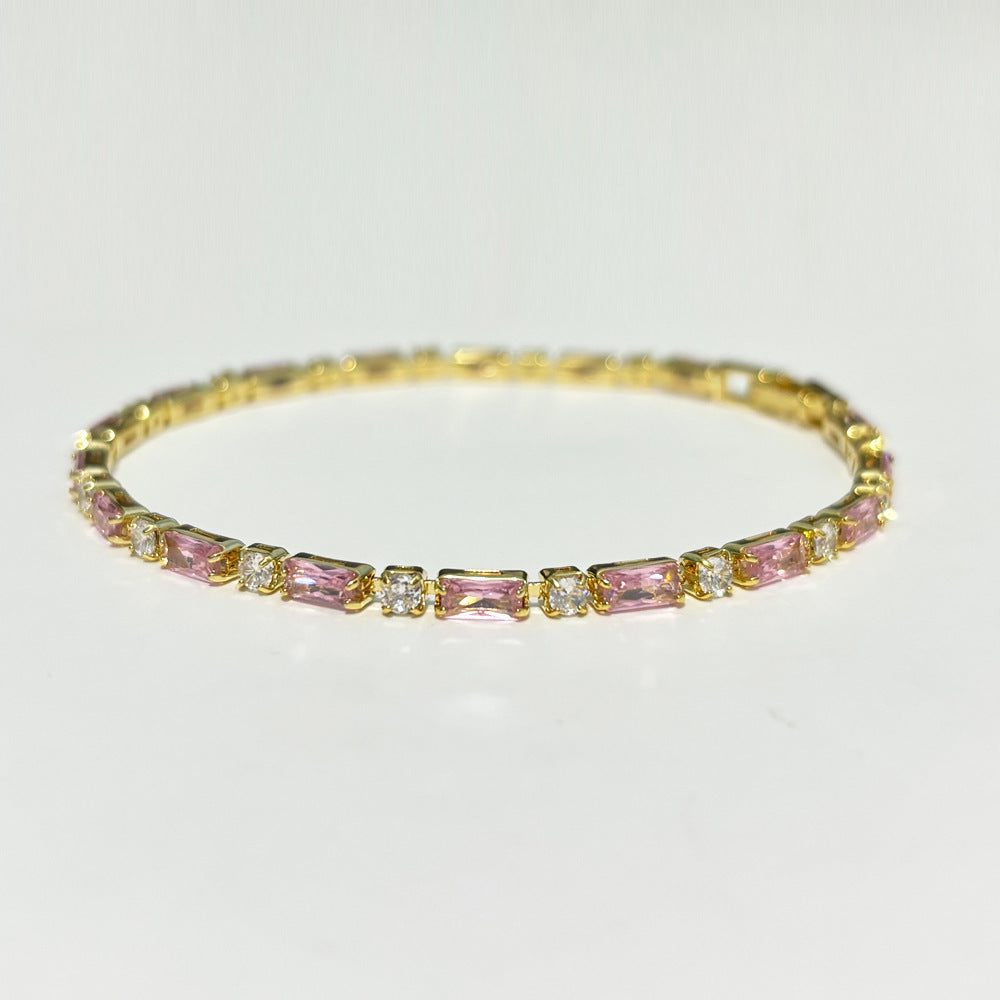 Special-interest Design Pink White Color Zircon Bracelet