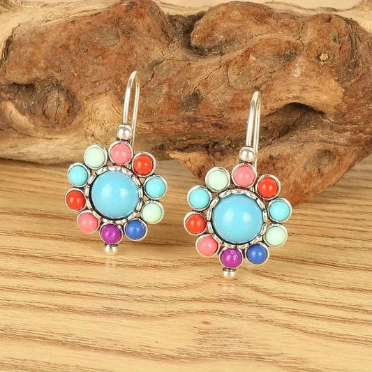 Vintage Bohemian Colored Gemstone Earrings