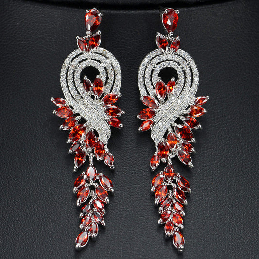 18K gold plated long tassel diamond earrings