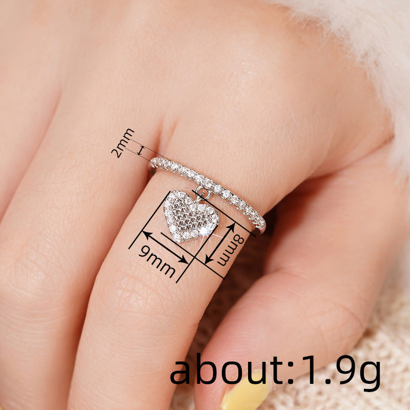 Love Pendant Ring Female Exquisite Micro Inlaid