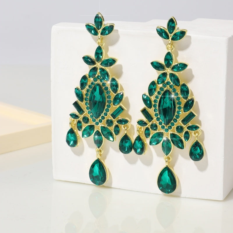 Fashionable And High-end Retro Sparkling Colored Crystal Earrings