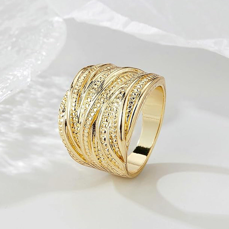 Retro Double Gold Texture Fashion Rings