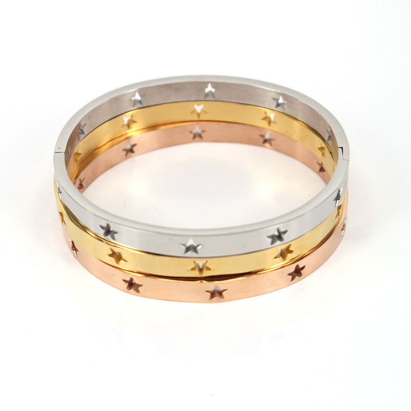 Simple Stainless Steel Hollow Bracelet