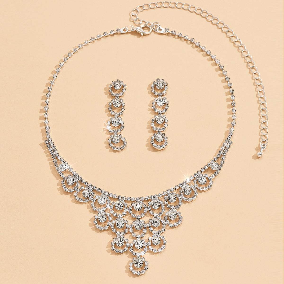 Simple Rhinestone Bridal Necklace set