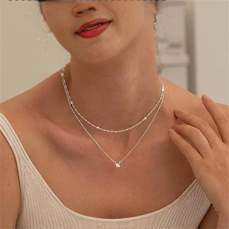 Zircon Double-layer Water Ripple Clavicle Necklace