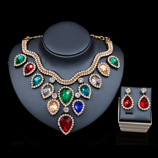 Colorful Exaggerated Bride Necklace Set