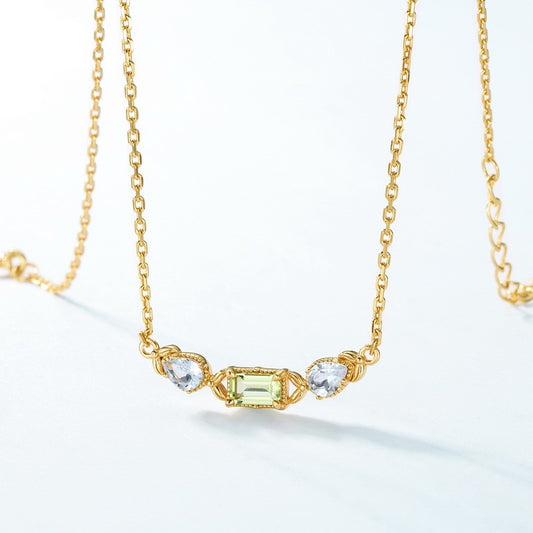 Women's Square Olivine Pendant Necklace