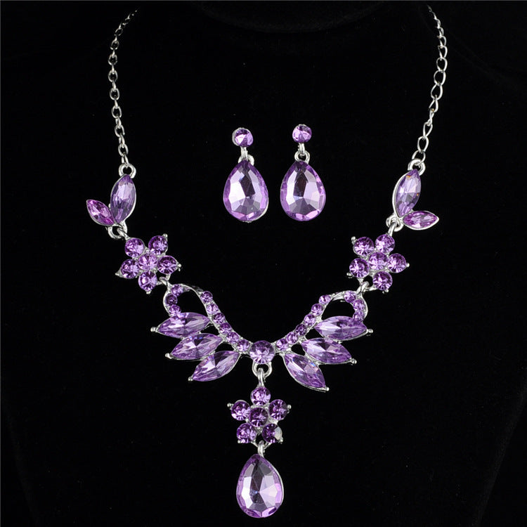 Foreign trade explosion bride alloy diamond wedding jewelry set