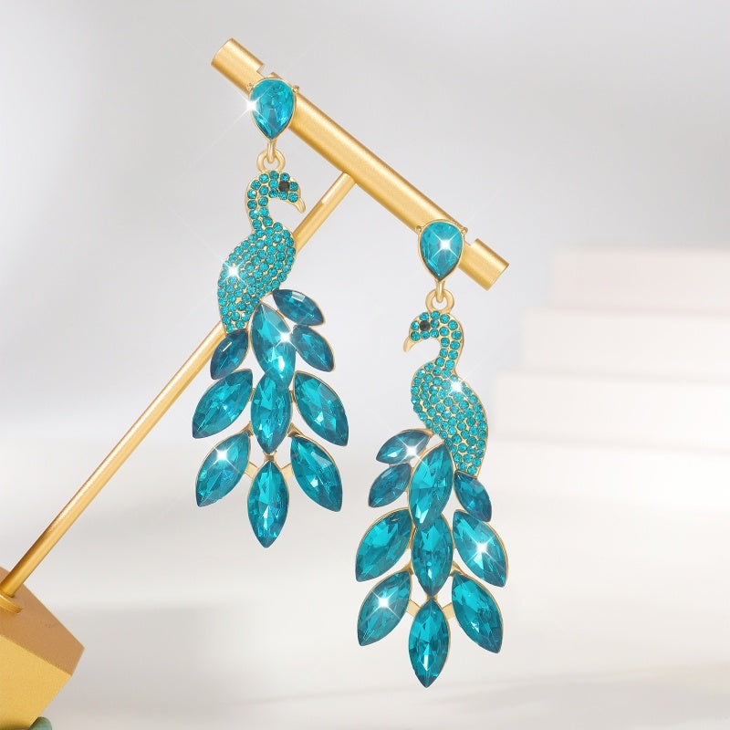 New Fashionable Retro Exotic Peacock Long Earrings