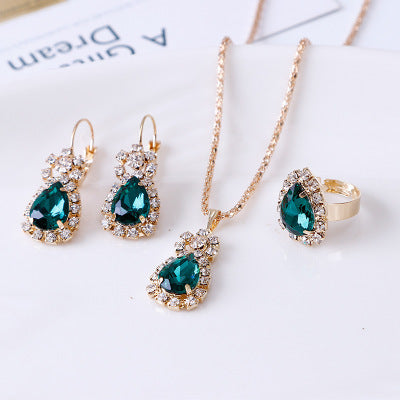 Water drop rhinestone necklace set