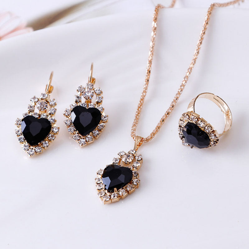 Water drop rhinestone necklace set