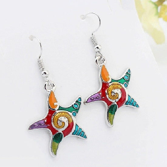 Drop oil color Sea Star Necklace