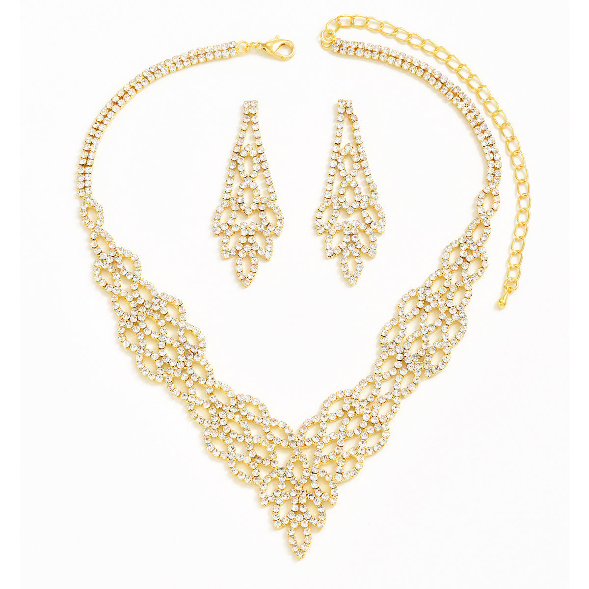 Silver Crystal Stone Gold And Silver Color Necklace Set