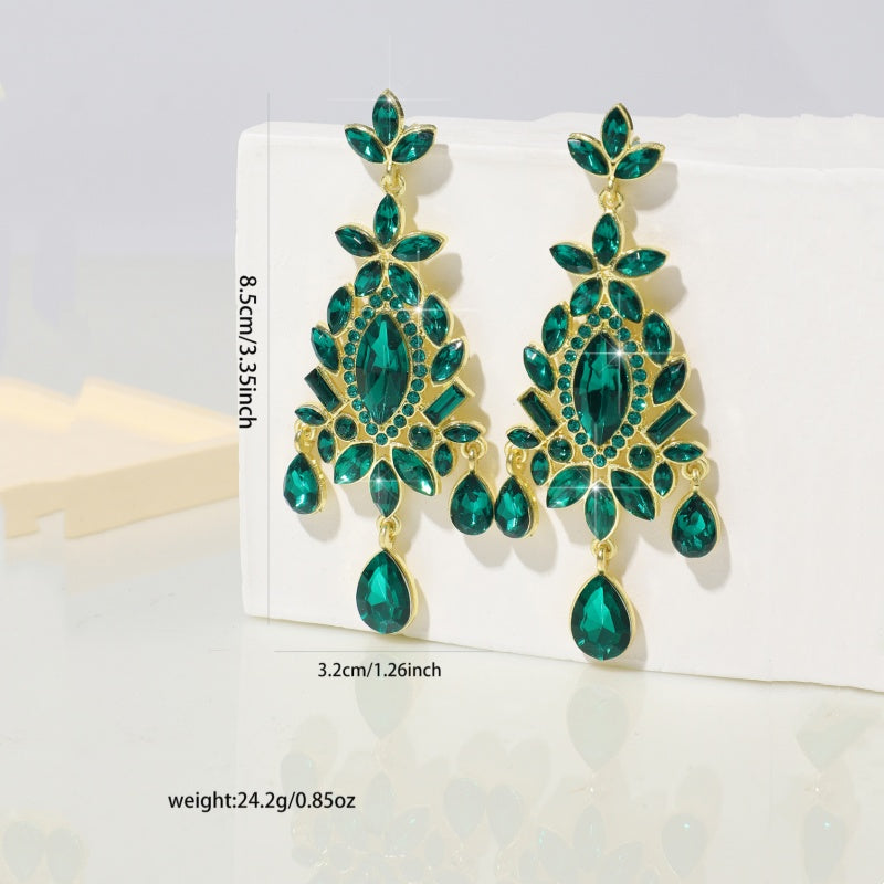 Fashionable And High-end Retro Sparkling Colored Crystal Earrings