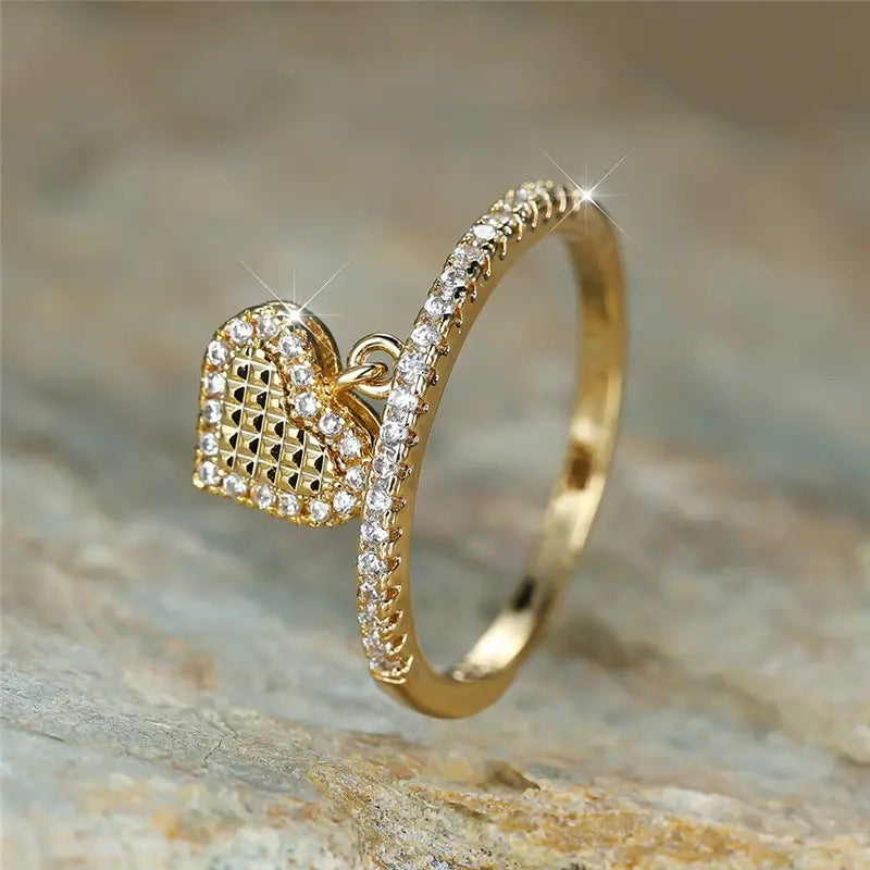 Love Pendant Ring Female Exquisite Micro Inlaid