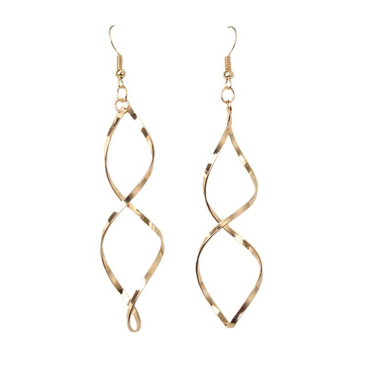 Minimalist Spiral Wave Curve Earrings