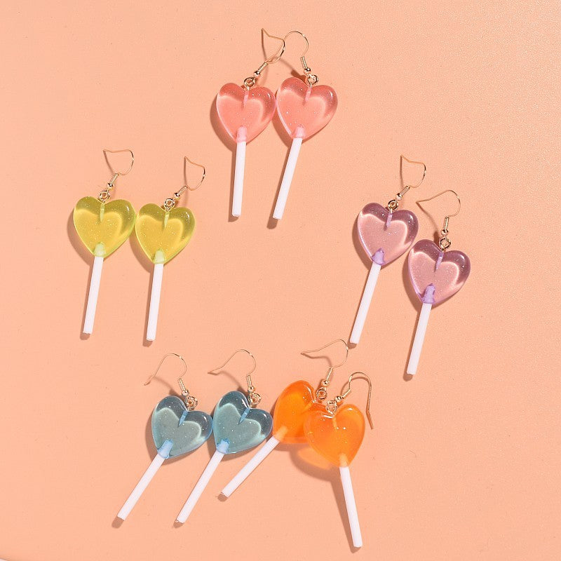 Girl Heart Personalized Candy-colored Lollipop Earrings