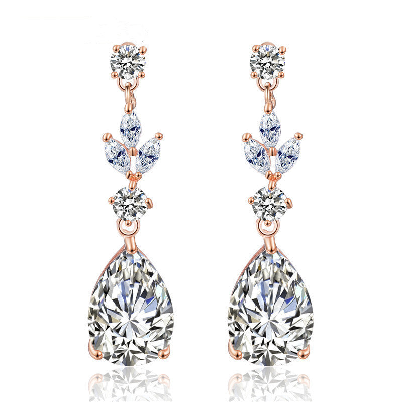 Women's Fashion Earrings Micro Inlaid Zircon Long