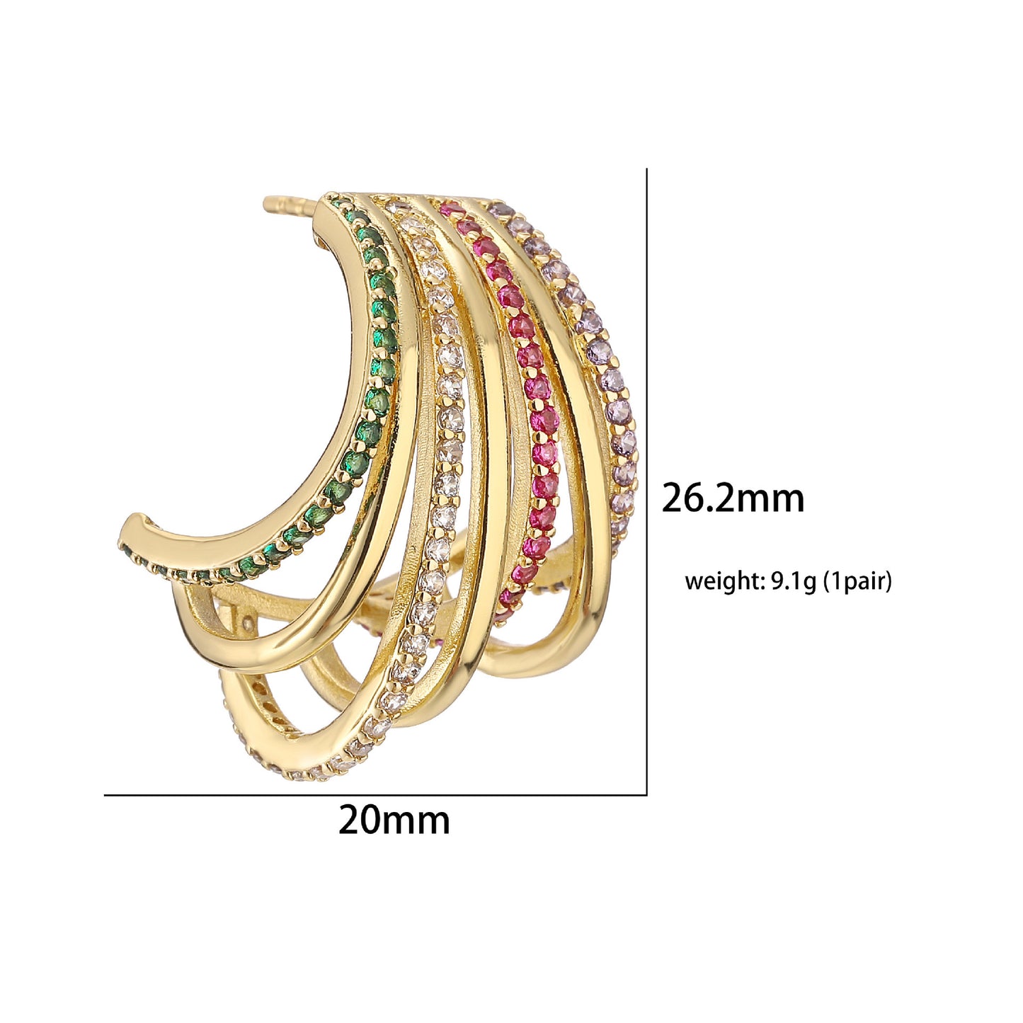 Luxury Multi-layer C- Shaped Earrings