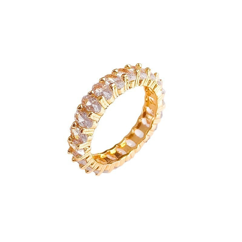 Oval Zircon Starry Diamond Ring