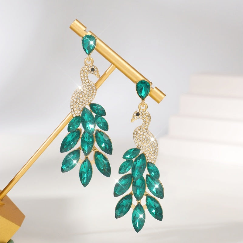 New Fashionable Retro Exotic Peacock Long Earrings