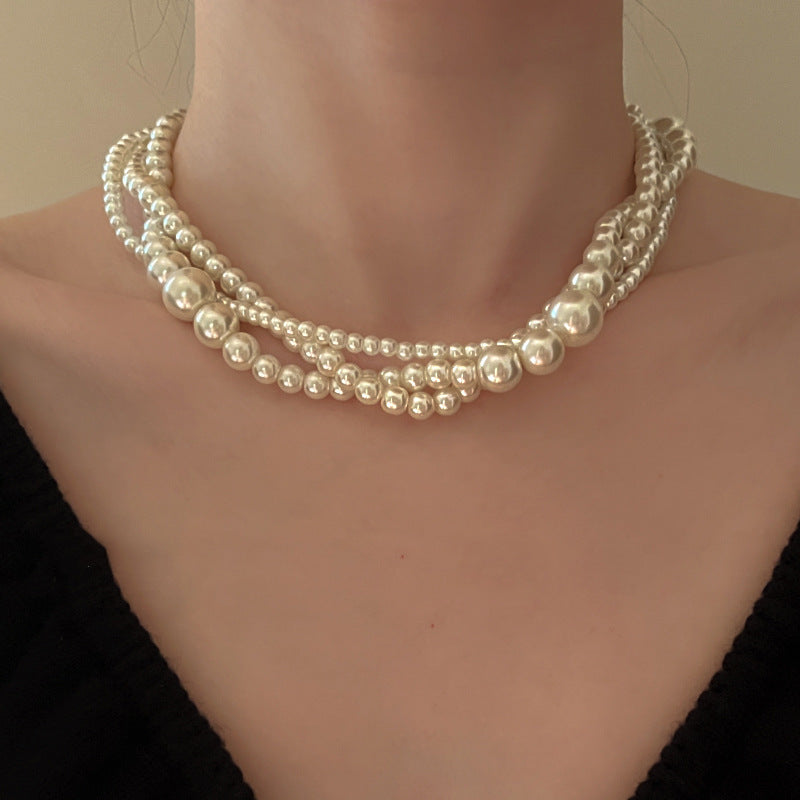 Multi-layer Pearl Necklace Light Luxury High Sense Special-interest Design