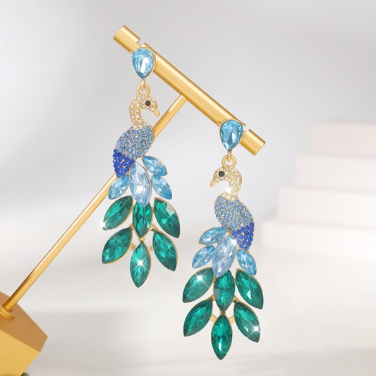 New Fashionable Retro Exotic Peacock Long Earrings