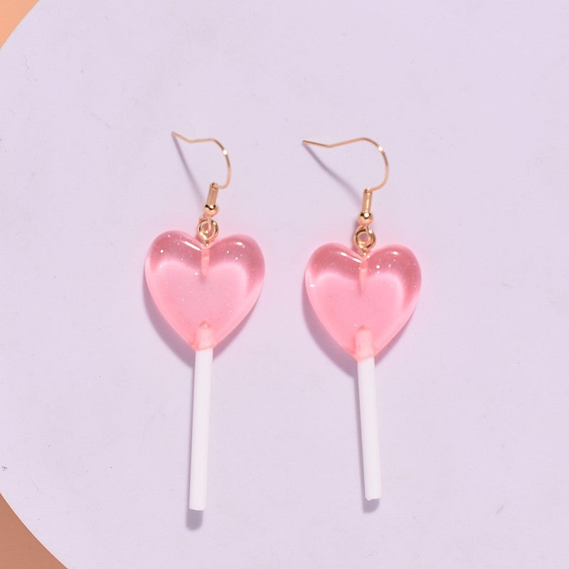 Girl Heart Personalized Candy-colored Lollipop Earrings