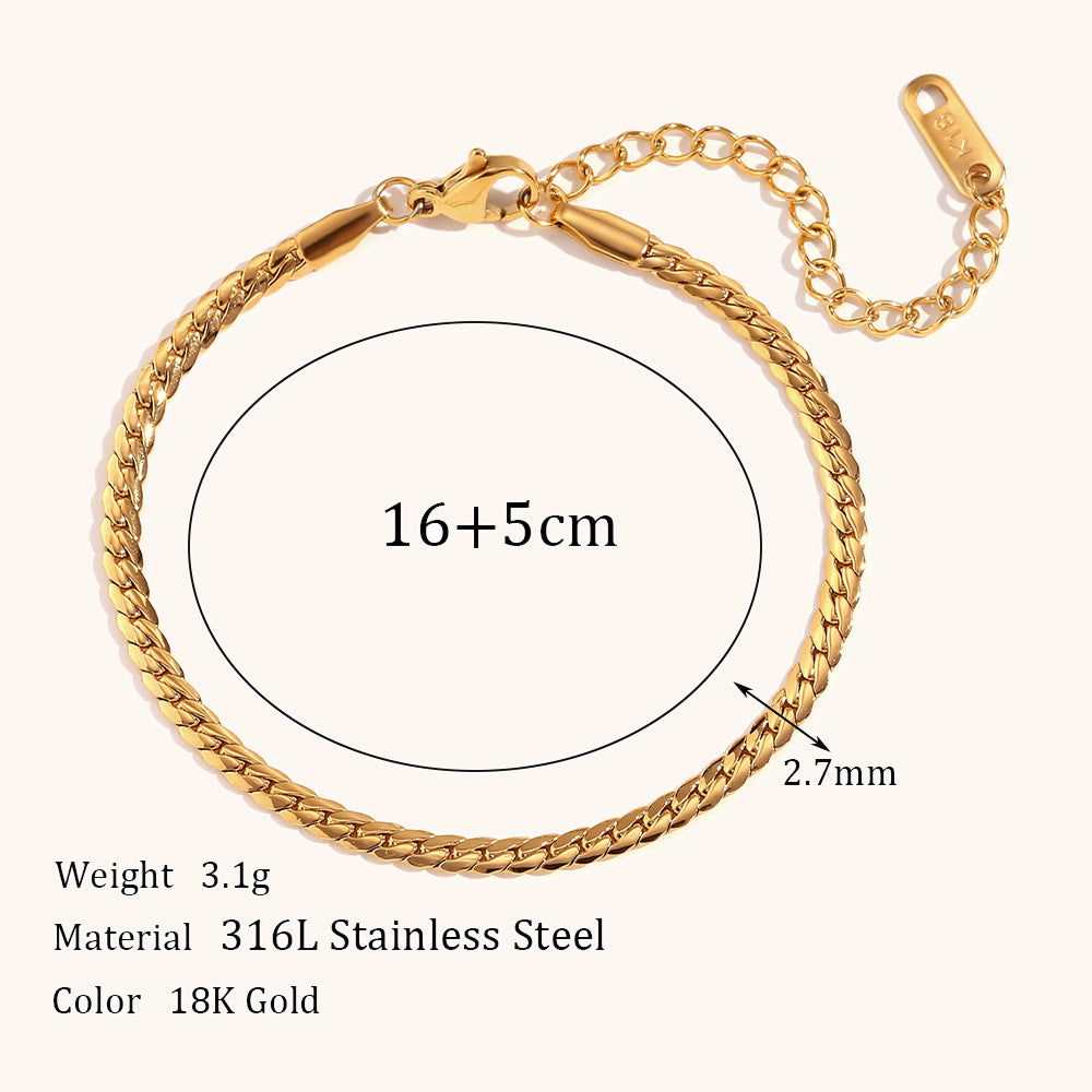 Stainless Steel Plated 18K Gold Bracelet