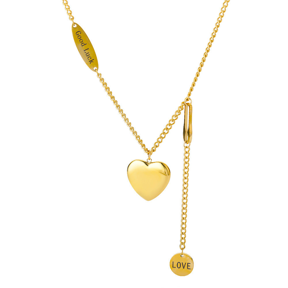 Sweet Love Pendant Necklace Temperament Double-layer Simple Design Clavicle Chain