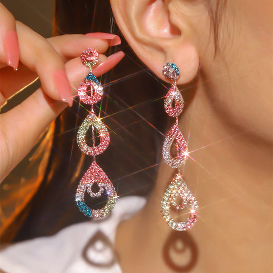 Fashion Rhinestone Long Earrings