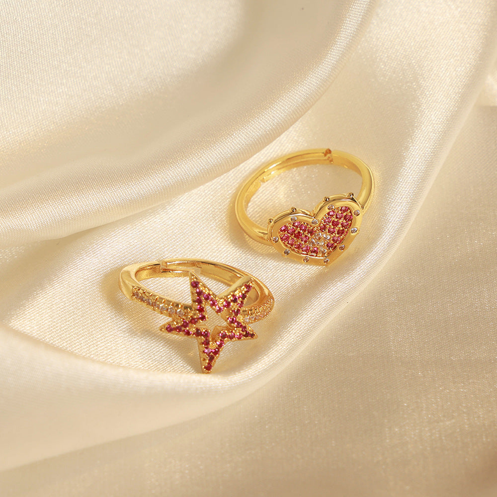 Fashion Simple Design Copper Material Heart-shaped Ring