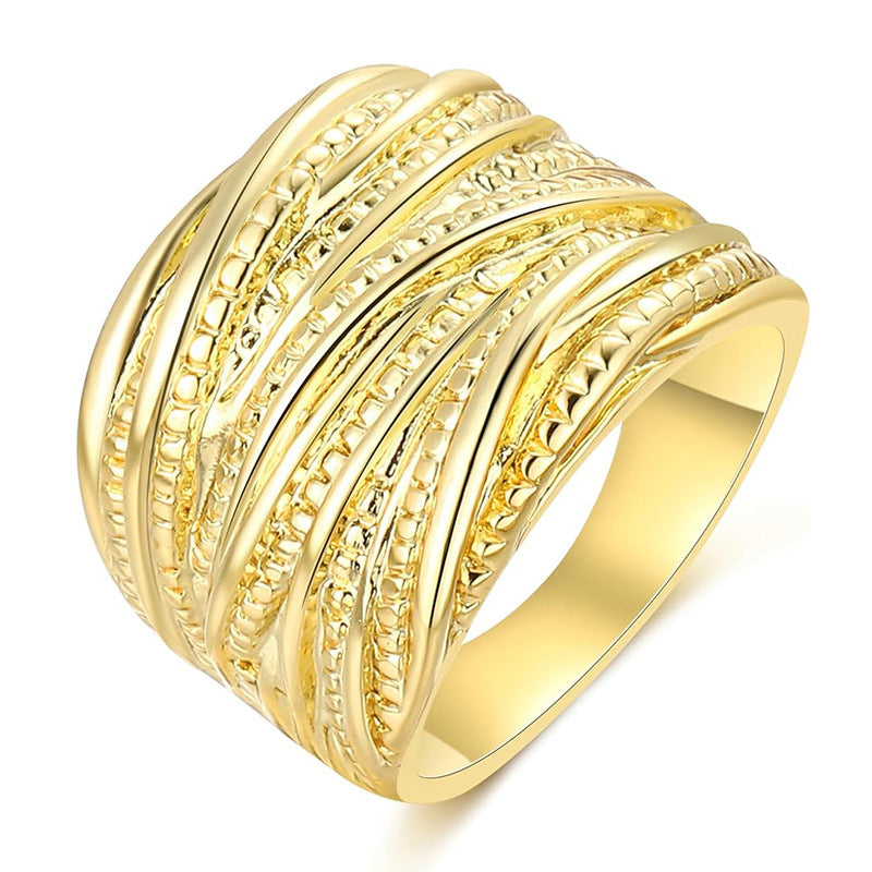 Retro Double Gold Texture Fashion Rings