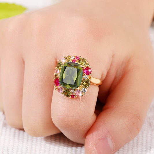 Ladies Vintage Alloy Inlaid Zircon Ring
