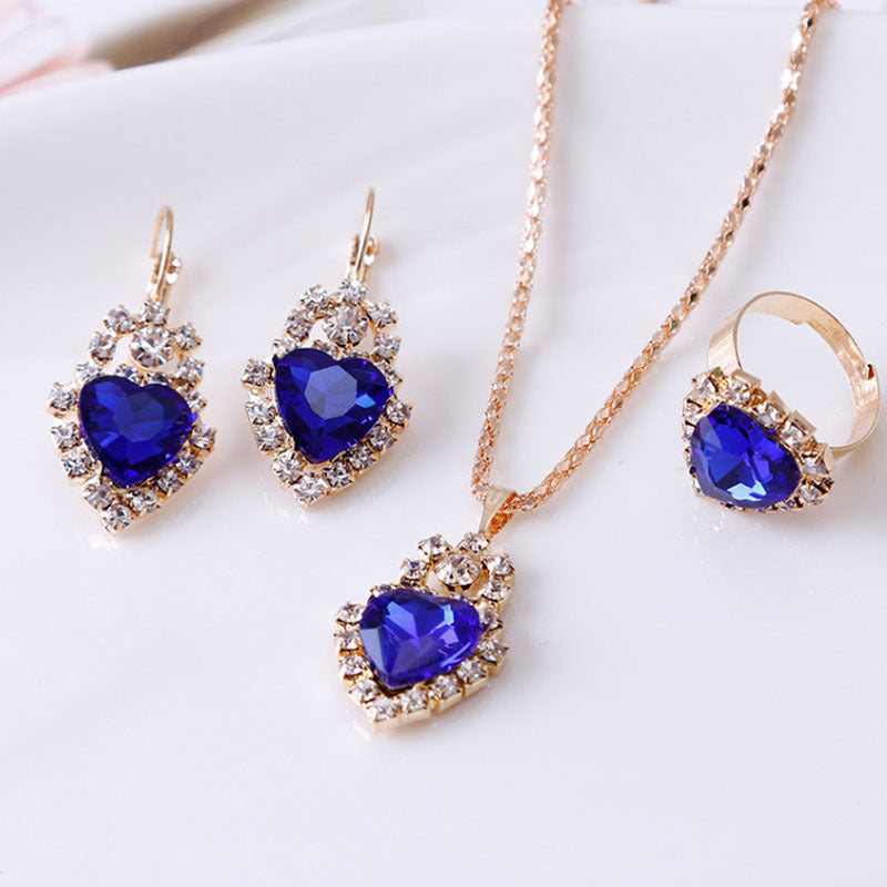 Water drop rhinestone necklace set