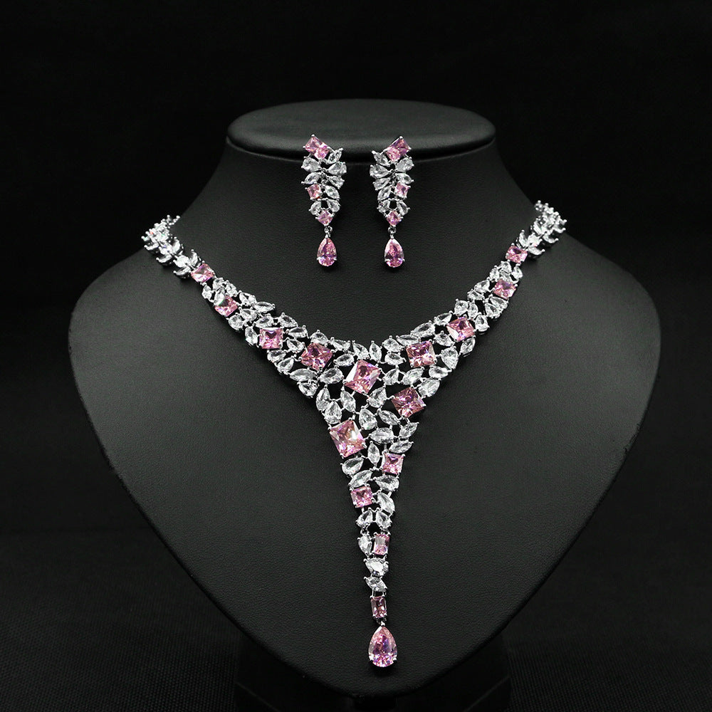 Colorful Zircon Necklace Wedding Set