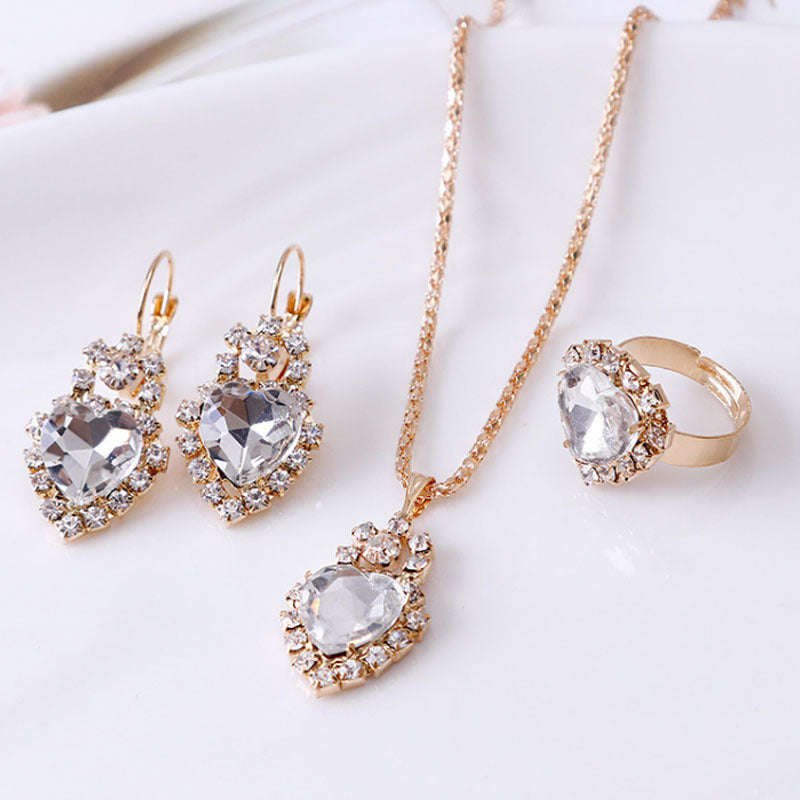 Water drop rhinestone necklace set