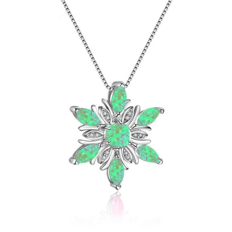 Opal Snowflake Necklace Pendant