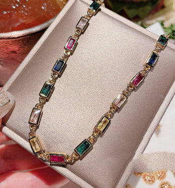 18K Gold Plating Section Rectangular Necklace