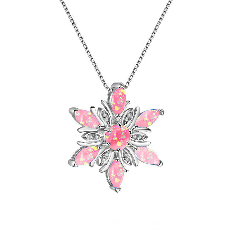 Opal Snowflake Necklace Pendant