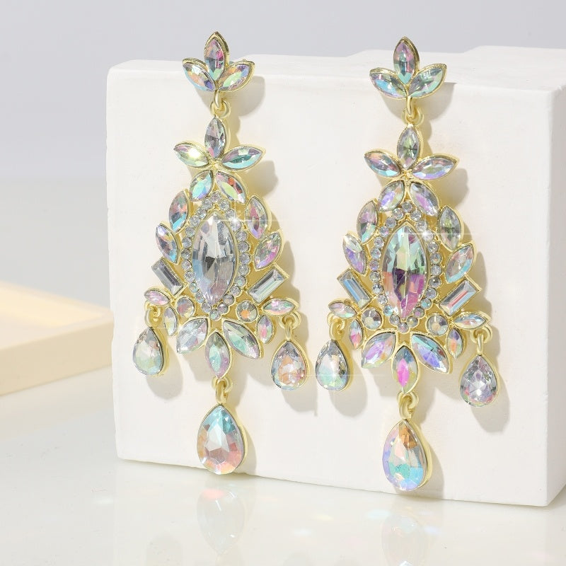 Fashionable And High-end Retro Sparkling Colored Crystal Earrings