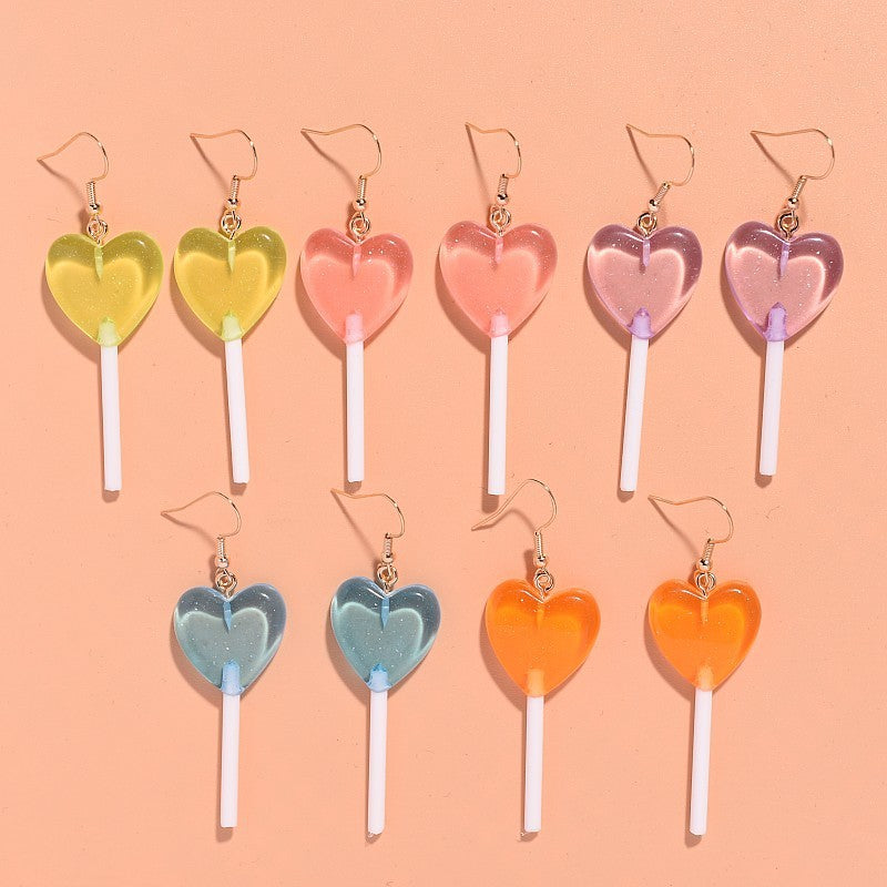 Girl Heart Personalized Candy-colored Lollipop Earrings