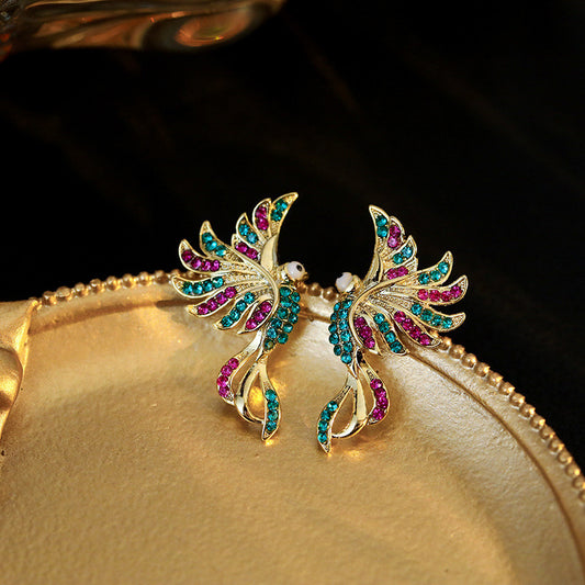 Colorful Auspicious Bird Earrings