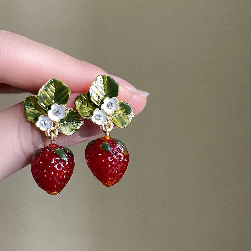 Fresh And Sweet Red Strawberry Earrings